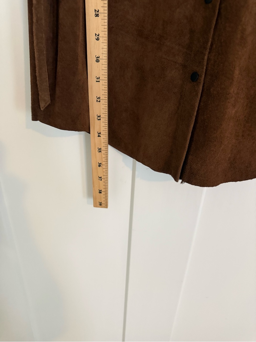 Ecru Suede Button-Front Brown Long Jacket with Belt NWT 1400 - Picture 2 of 11